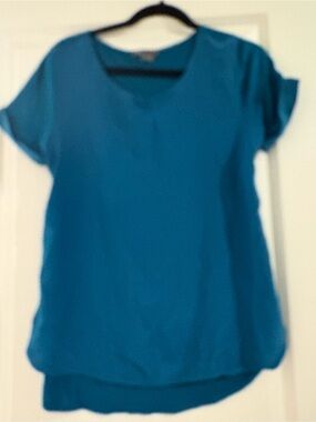 Vince Teal Short Sleeve V-Neck Top